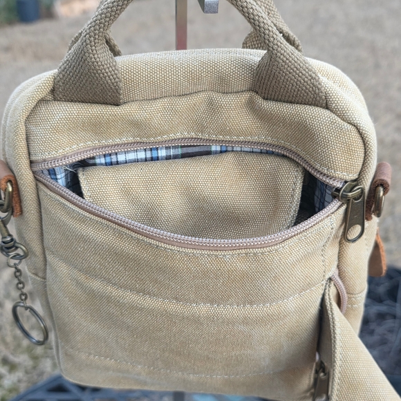 Selina Vaughan Studios Canvas Mini Backpack Crossbody Rooster Print Tan Boho - Picture 11 of 16